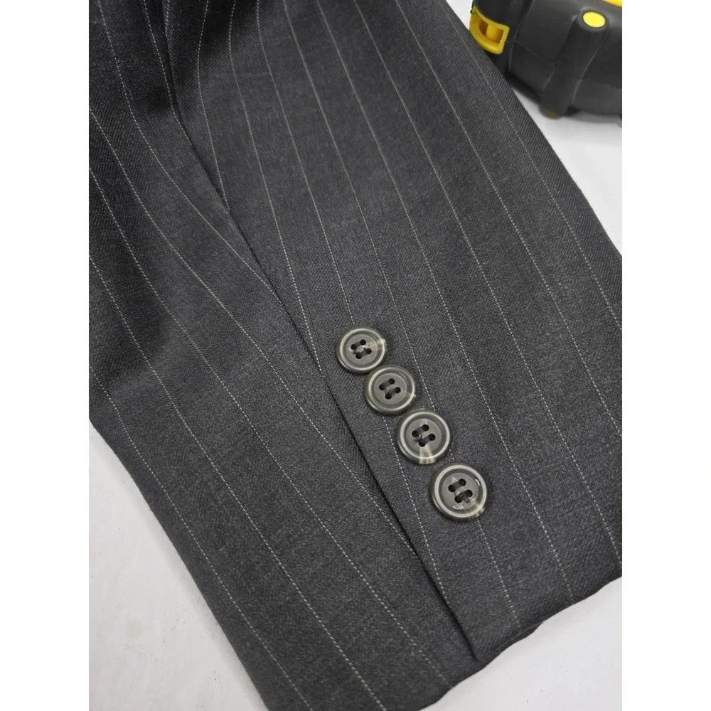 Lauren Ralph Lauren Mens Classic Fit Wool Sport Coat Blazer Black 44R Pin Stripe
